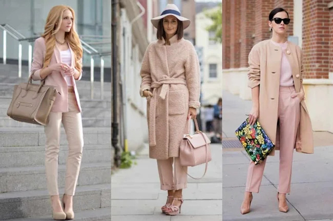 Blazer hồng phối quần be