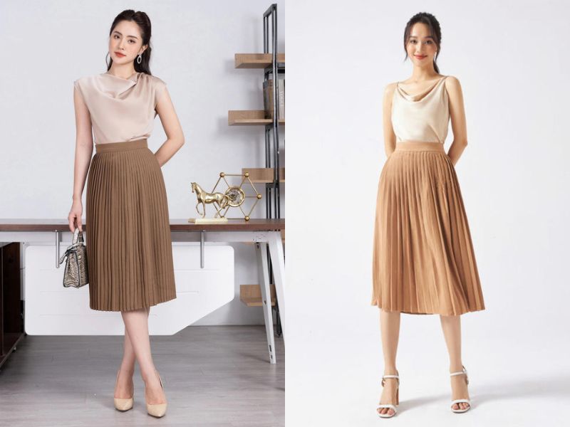 Trang phục màu beige với màu nâu 