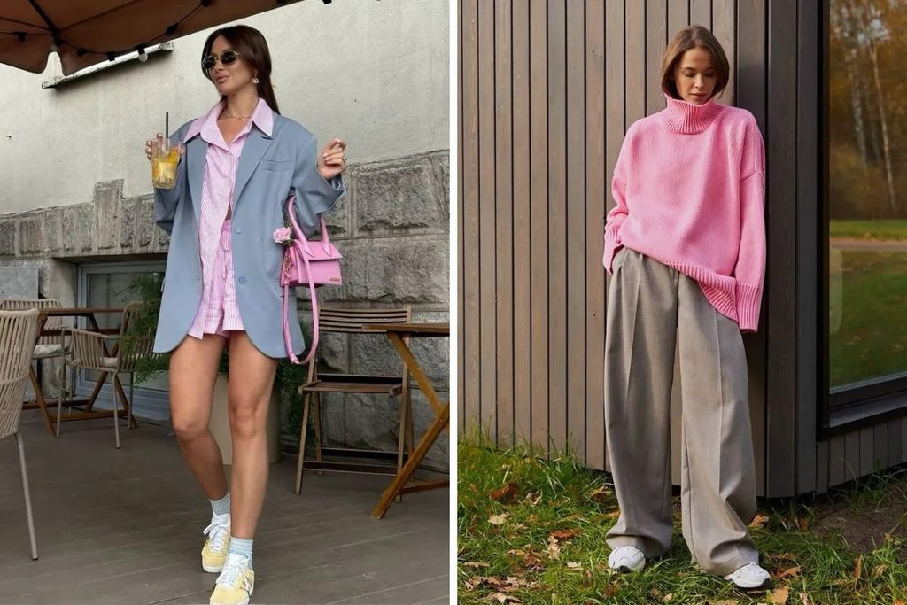 Màu hồng phối với màu xám