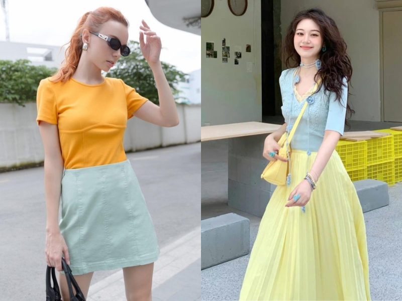 Nguyên tắc phối màu vàng nhạt giúp outfit sang hơn
