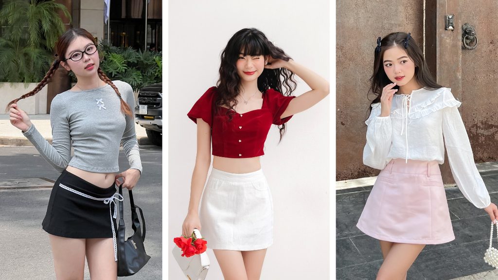 Phối chân váy ngắn với áo croptop