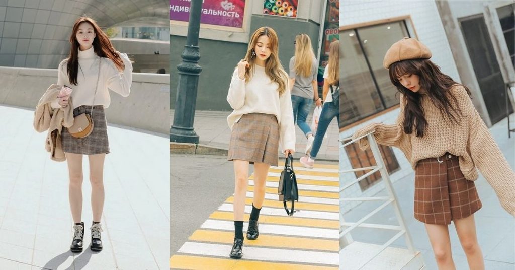 Phối chân váy ngắn với áo len