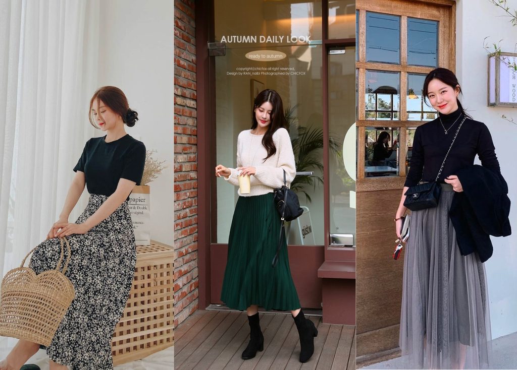 Cách phối đồ với chân váy dài nữ tính và thanh lịch